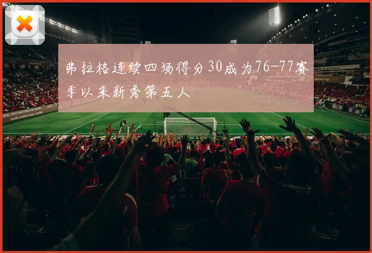 弗拉格连续四场得分30成为76-77赛季以来新秀第五人